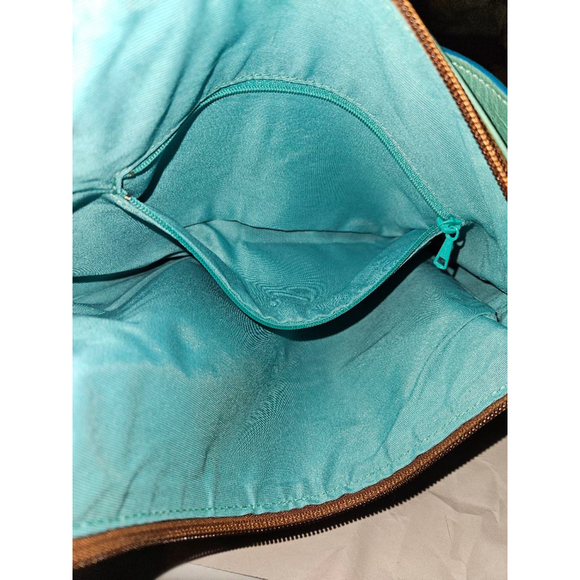Claudia Firenze Teal Genuine Leather Shoulder Bag / Made in Italy - Picture 9 of 11